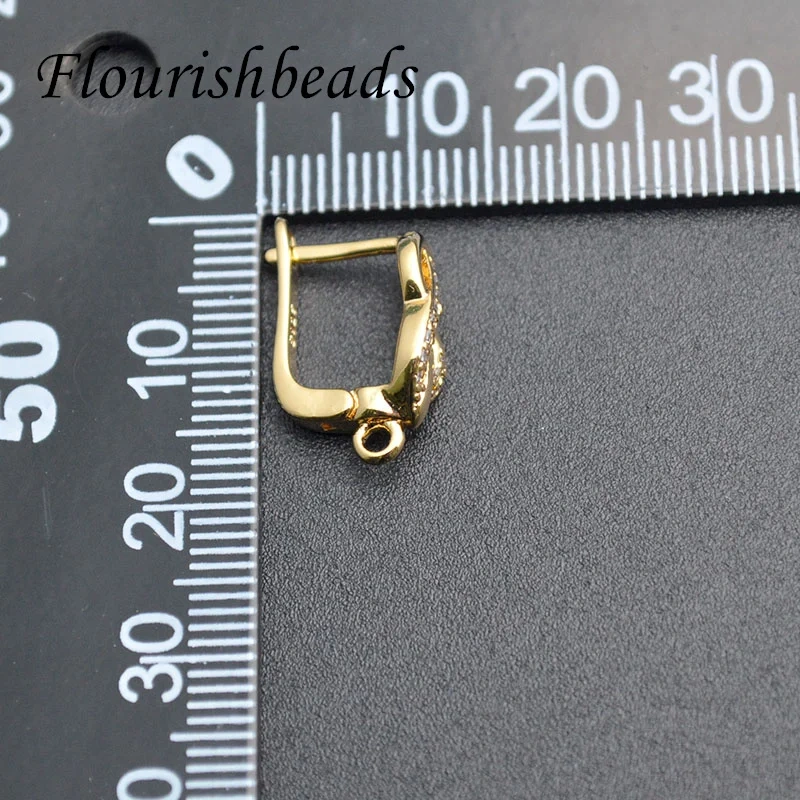High Quality Zircon Fashion Design 8 Shape  Metal Earring Hook CZ Beads Paved for Jewelry Findings  Supplier 30pcs/lot