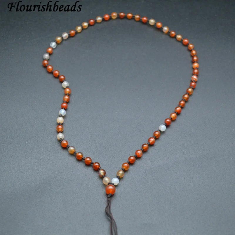 Red Carnelian Round Beads Knotted Necklace Beaded Chains Fit Pendant Necklace Making Jewelry Supplies