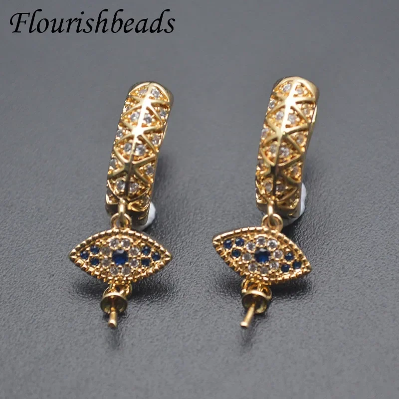 10pcs/lot Real Gold Plated Pin Round Earring Hooks Clasp for Jewelry Making Accessories Supplies