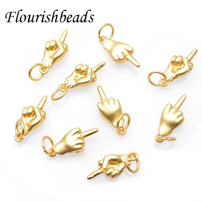 30pc/lot High Quality Nickel Free Brass Hand Middle Finger Up  for Keyrings Pendant Trinket Creative DIY Keychains Charms