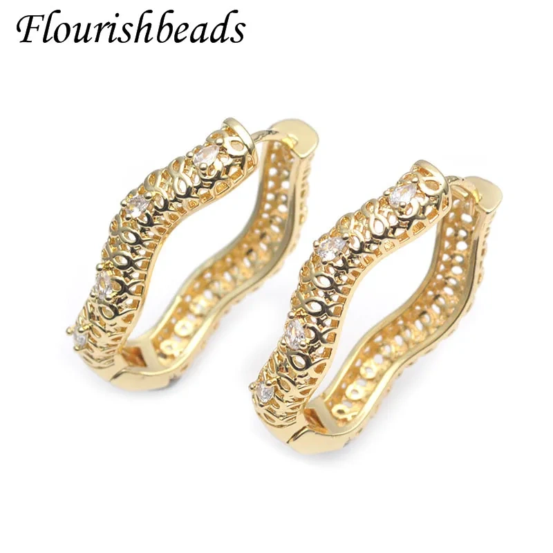 New Style Luxury Big Size Earrings Real Gold Plated Irregular Eareing Hoops Fashion Women Girls Party Jewelry Gift 20pcs/lot