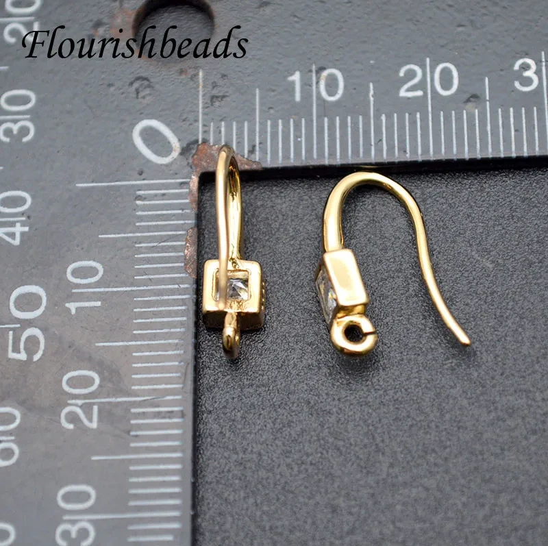 High Quality Nickle Free Real Gold Plating Metal Brass Earring Hooks Stud DIY for Jewelry Making Supplier 20pcs Per Lot