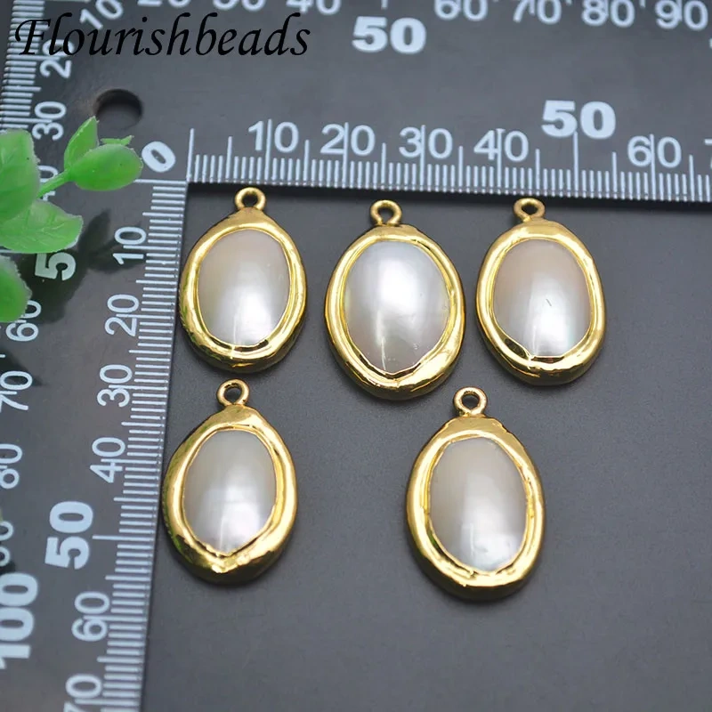 White Shell Cabochon Oval Shape MOP Shell Pendant Charms for Women DIY Necklace Exquisite Jewelry