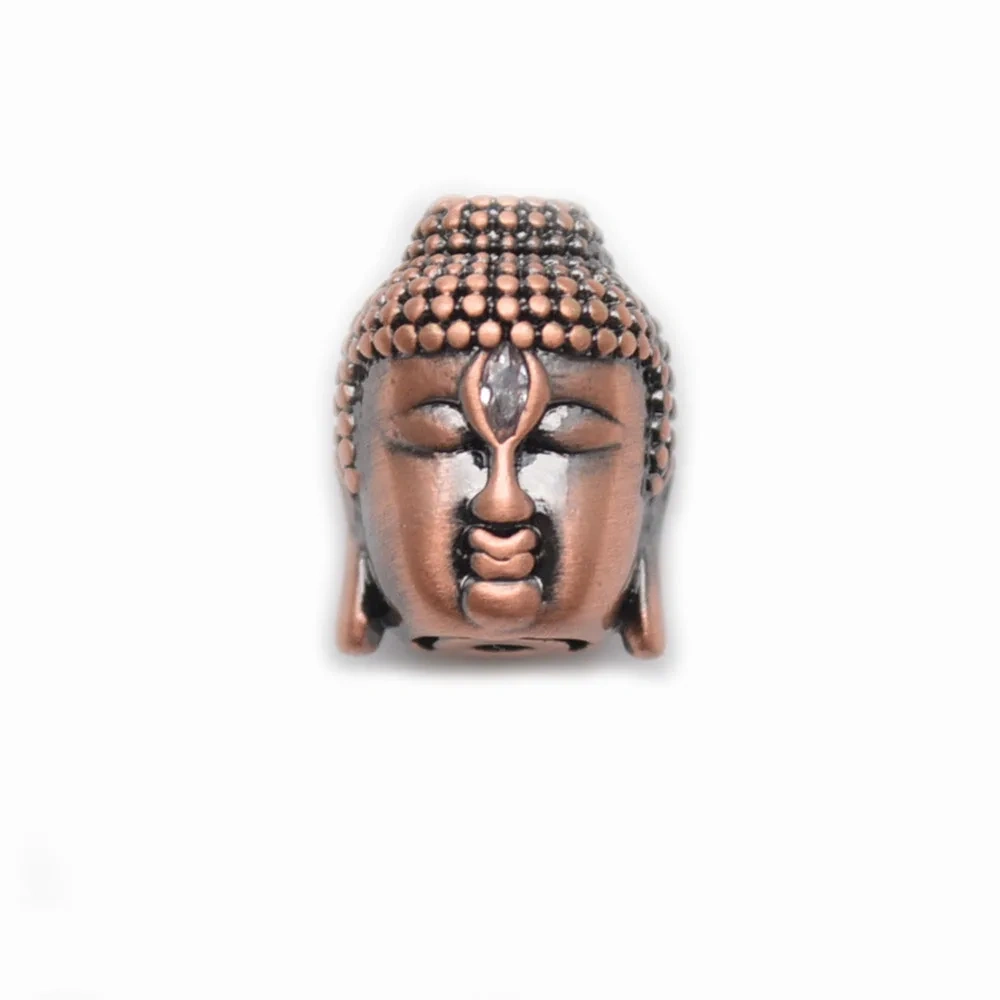 10x14mm Buddha Head Metal Copper Spacer CZ inlaied Loose Beads Multi Colors Charms DIY Jewelry Findings 20pcs/lot