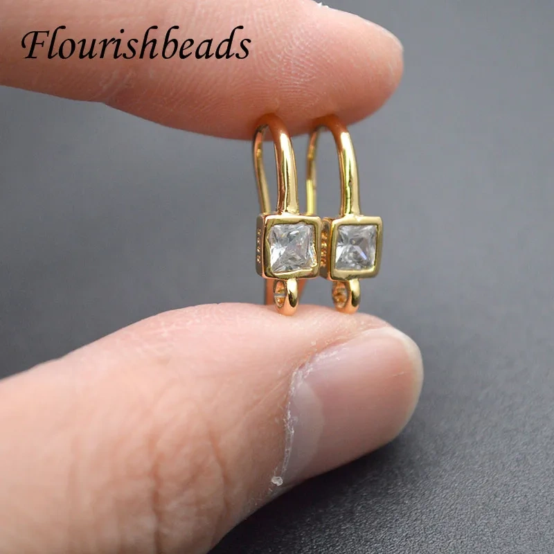 High Quality Nickle Free Real Gold Plating Metal Brass Earring Hooks Stud DIY for Jewelry Making Supplier 20pcs Per Lot