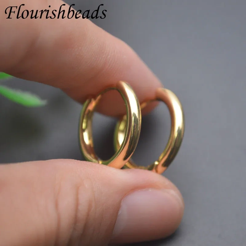 30pcs/lot 18k Gold Plated Nickel Free Round Smooth Earrings Hoops Circle for Women Men Party Jrwelry