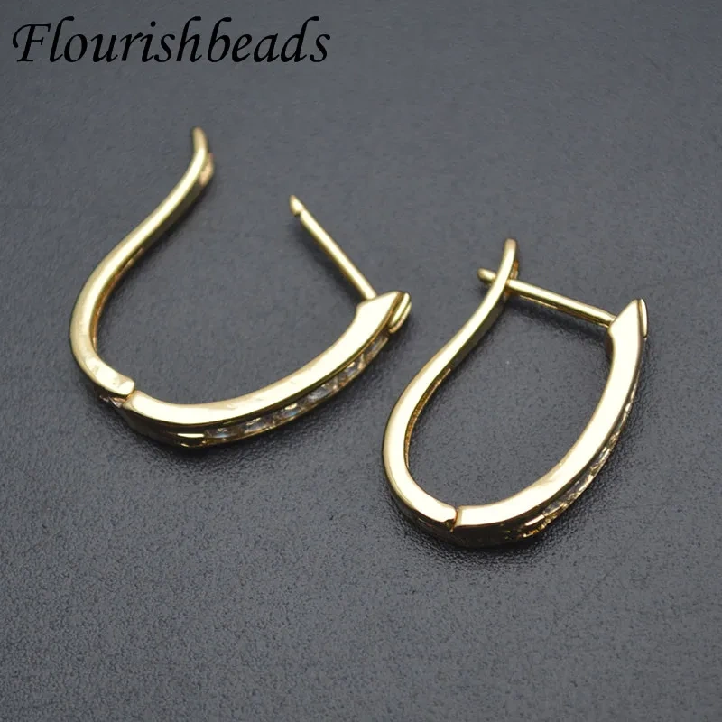 20pcs/lot Fashion  Earring Big Size White Zircon Paved Earrings Woman Geometric Design Jewelry Party Gift Gold Color