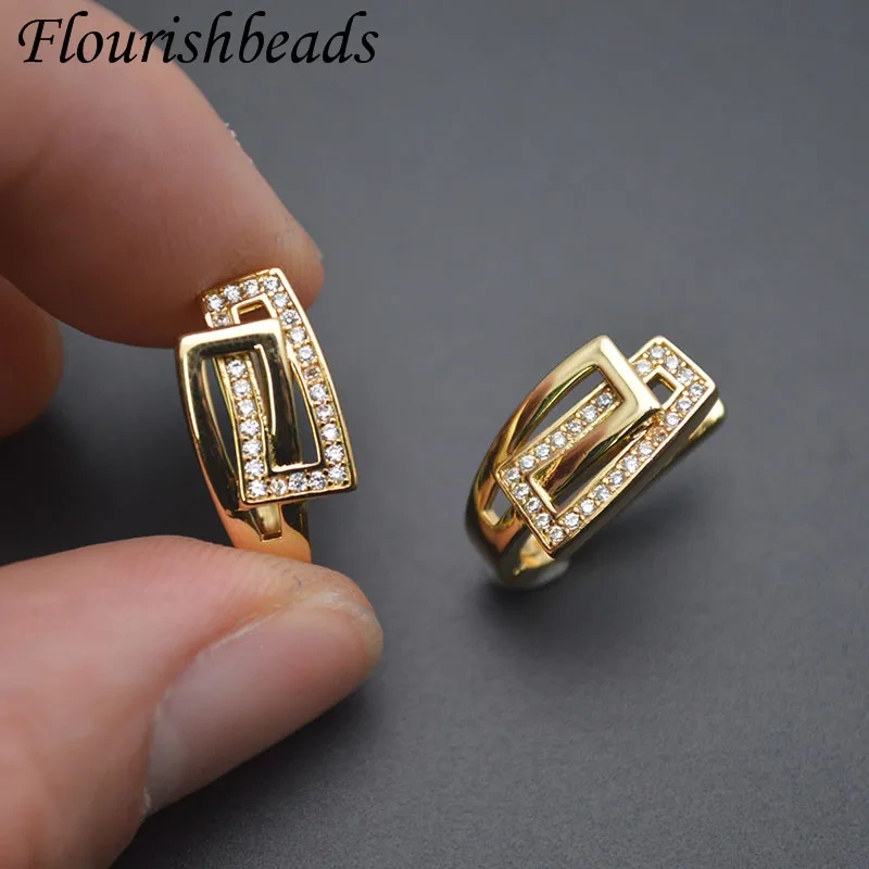 New Arrival Geometric Shape Paved Zirconia Schwenzy Findings Jewelry Making Supplies Earring Hooks 30pcs/lot