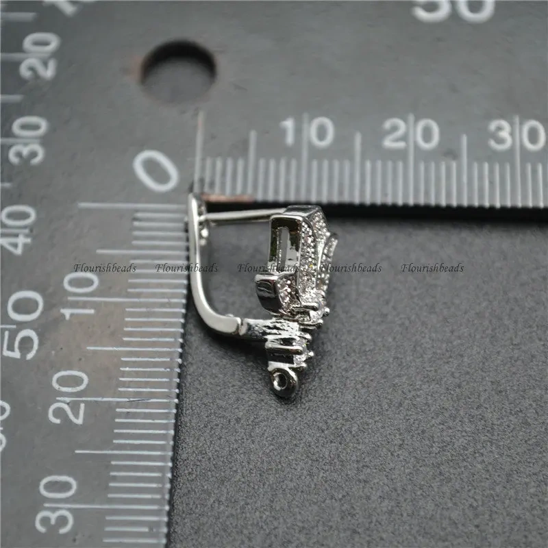20pc Colorful Zircon CZ Beads Pave Hook Anit-rust Metal Brass Earrings Hooks Hand Shape Connector Nickle Free Jewelry Makings