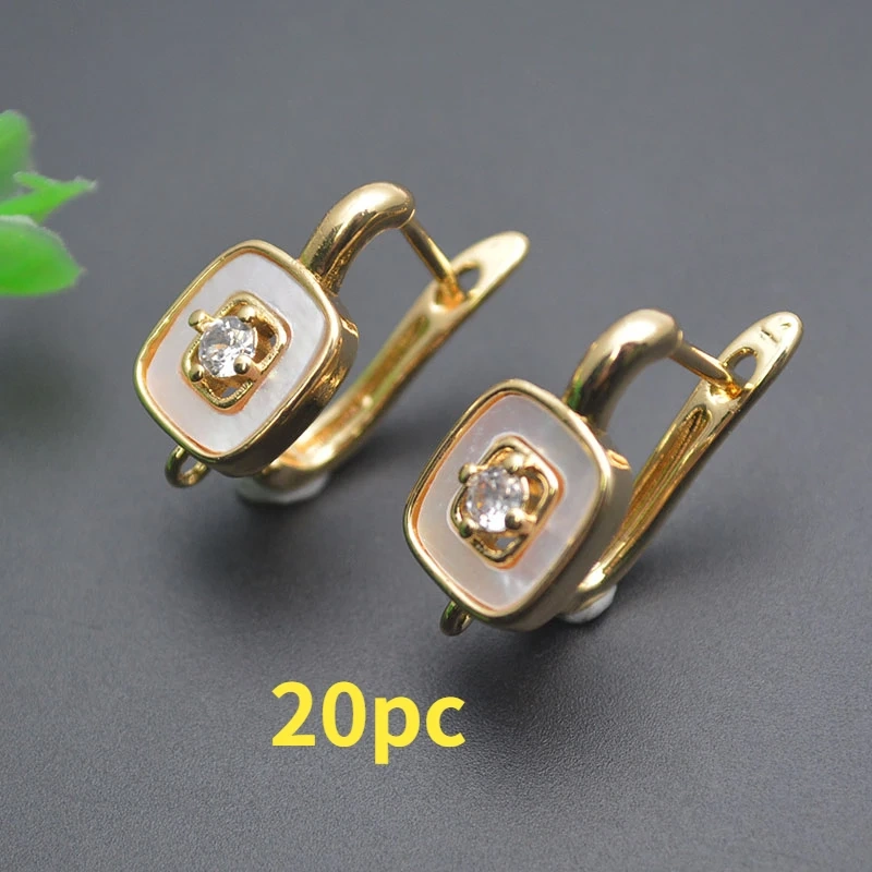 New Arrived High Quality Gold Color MOP Shell Paved CZ Beads Earring Hooks Clasp for Women Handmade Jewelry Accessories
