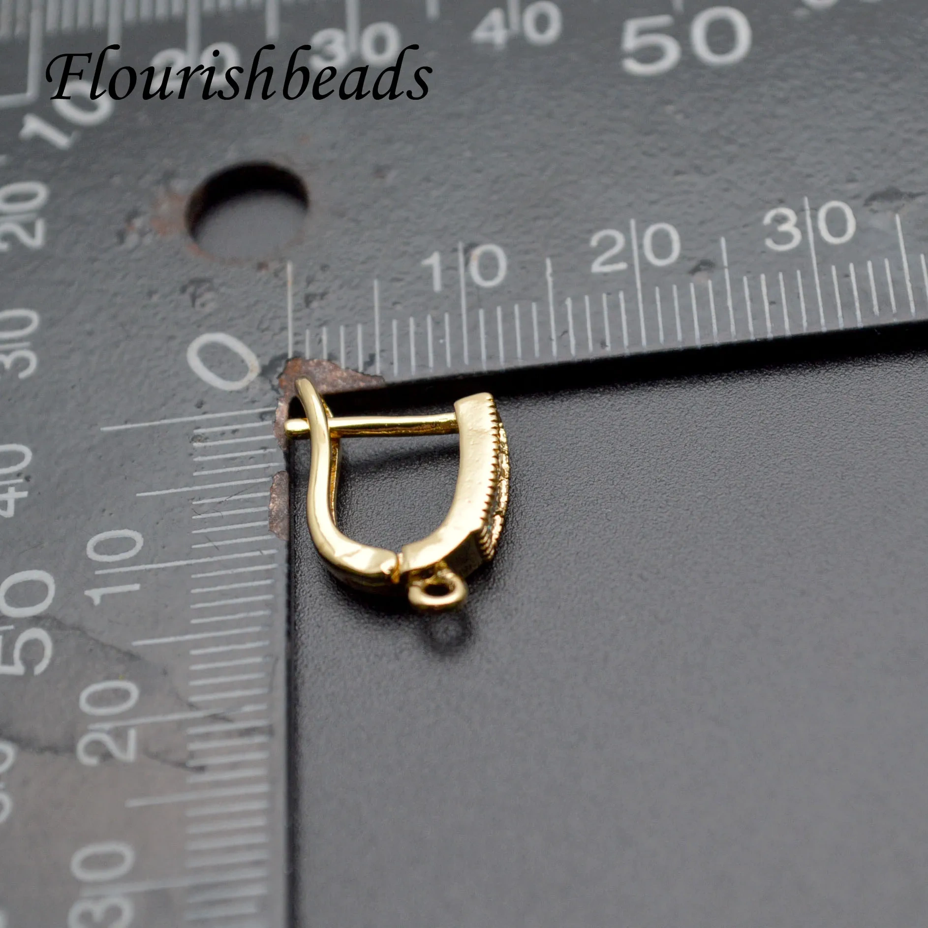 Color Remain Gold Plating Anti Rust CZ Beads Paved Earring Hooks for High Quality Jewelry Making Supplier 30pcs