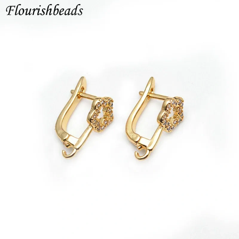 30pc Flower Shape Nickle Free Anti-Fading Gold Color Metal Brass Earring Hooks Jewelry Findings