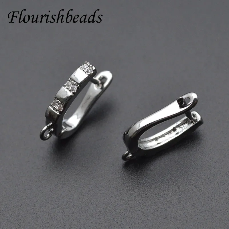 New Arrived CZ Beads Paved Circular Arch Shape Earring Hooks for DIY Jewelry Making Accessories Supplier 30pcs/lot