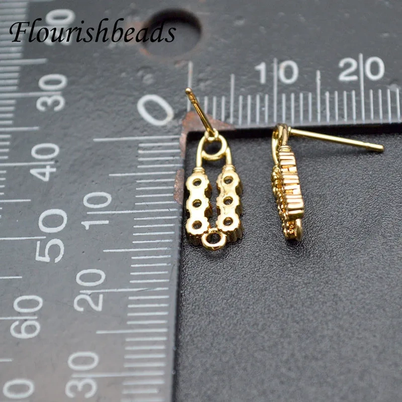 30pc High Quality Double CZ Zircon Beads Paved Real Gold Plating Earring Hooks Diy for Jewelry Making Accessories