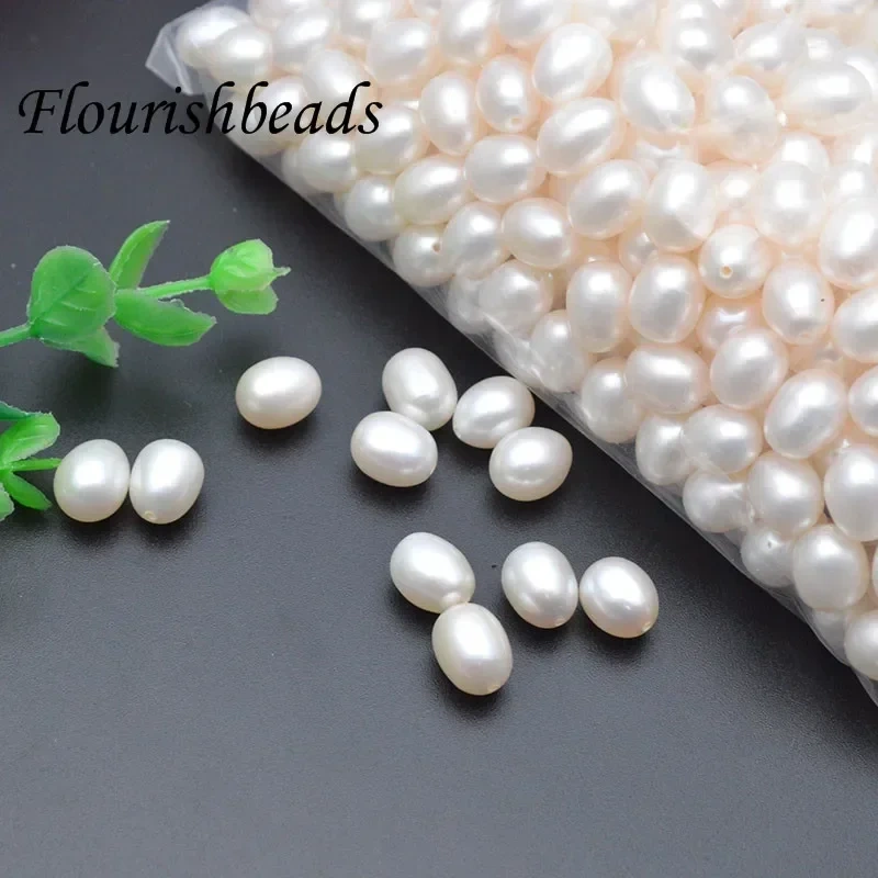 Rice Shape White Color Natural Freshwater Pearls Half Hole Pearl Loose Beads for DIY Earrings Pendant Jewelry Making  20pcs/lot