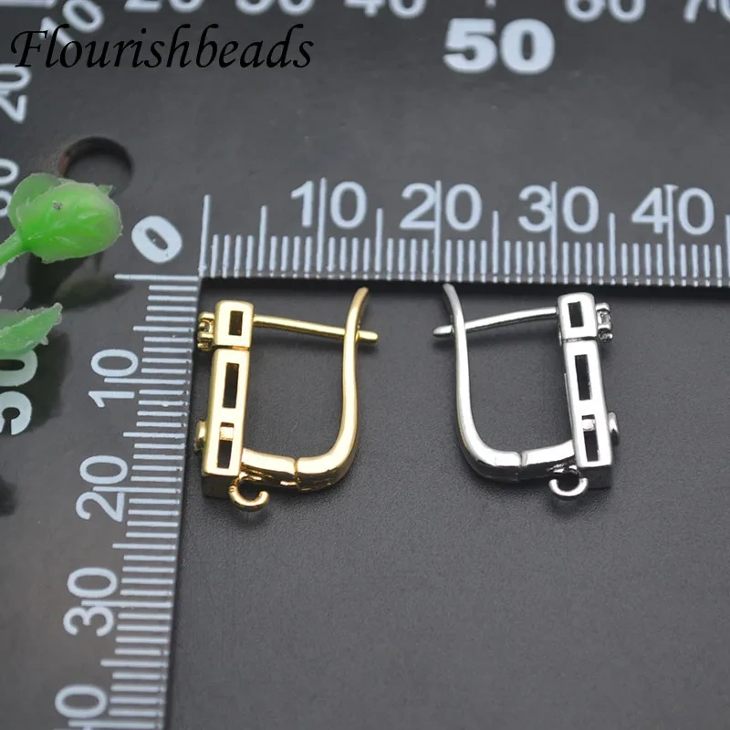 Handmade DIY Material Real Gold Plated Paved Cubic Zircon Earring Hooks Basic Earwire Schwenzy for Jewelry Making 30pcs/lot