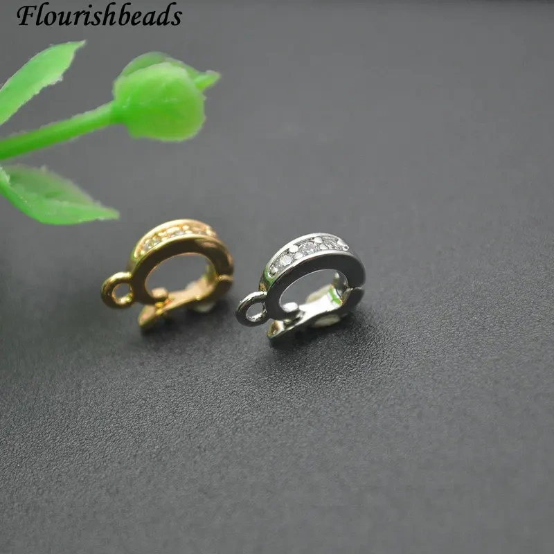 Wholesale 30pcs Jewelry Accessories Paved CZ Beads Pendant Bails Pinch Clips Earrings Connector for DIY Craft Making