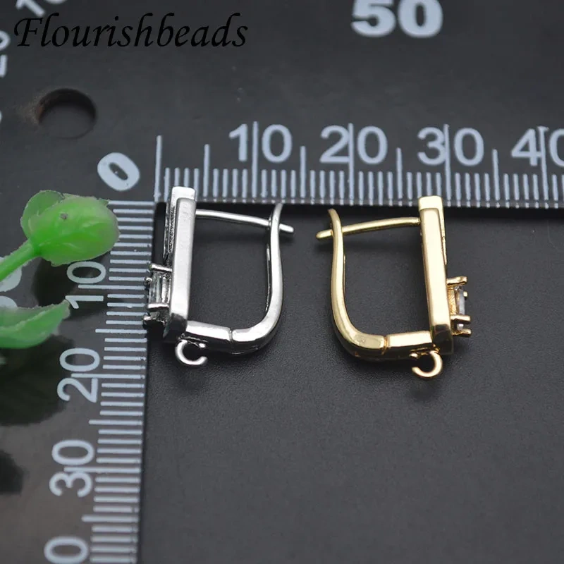 Paved CZ Beads 18k Gold Color Geometry Earring Hooks Earwire for DIY Dangle Earrings Accessories Jewelry Making 30pcs/lot