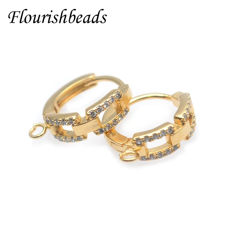 New Arrived Cubic Zircon Beads Paved Leverback Earring Hooks Clasp Accessories for Handmade Women Jewelry Making 20pcs/lot