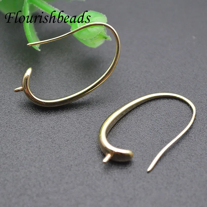 Jewelry Findings High Quality Real Gold Plated Earrings Hooks Color Remain Nickle Free Anti-rust Metal Ear Wire 50pcs