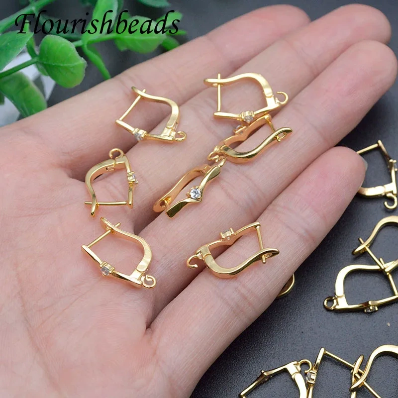 30pcs/lot DIY Earring Making Accessories Supplies Handmade Gold Color CZ Paved Shvenzy Earring Hook Clasp