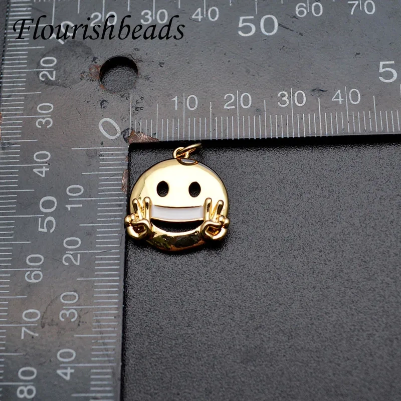 10pc Cute WeChat Emoticons Brass Charms Pendant for DIY Earrings Makings Jewelry Accessories Supplies 13x20mm