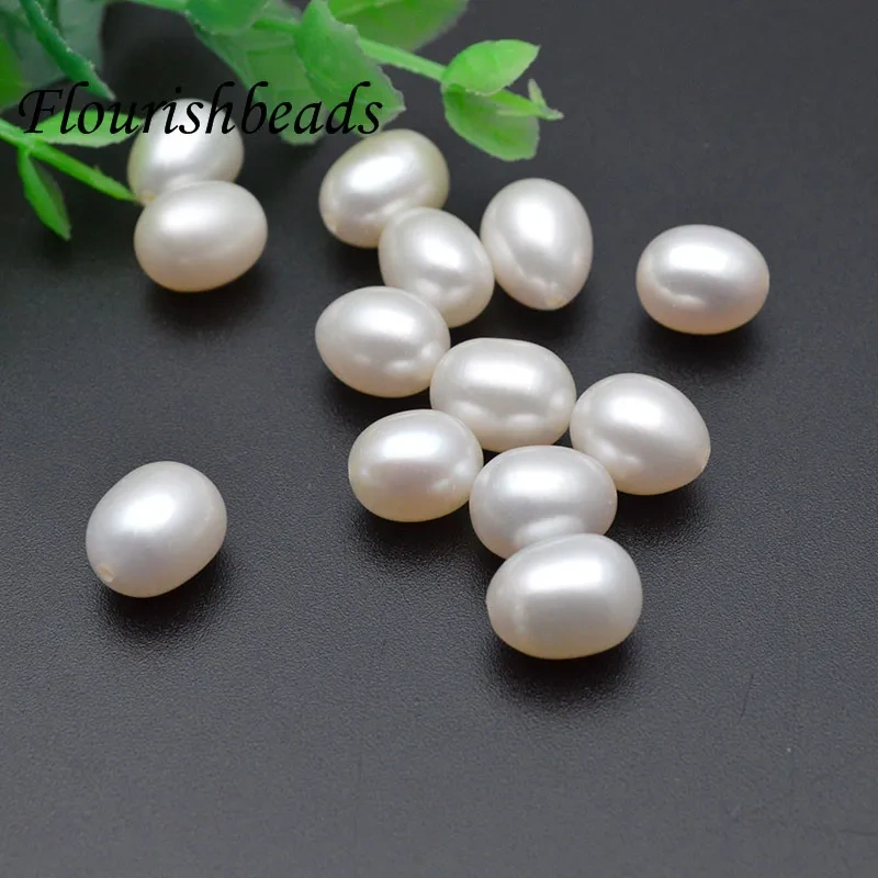 8x10mm Natural Freshwater Pearls rice shape loose beads Half Drilled Hole Loose Beads For Jewelry Making DIY earring Necklace