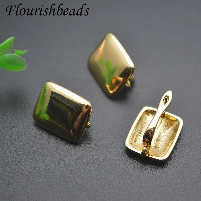 New Design Square Shape Smooth Earring Hooks Clasp Accessories Ear Buckle Earrings for  Women Jewelry Findings