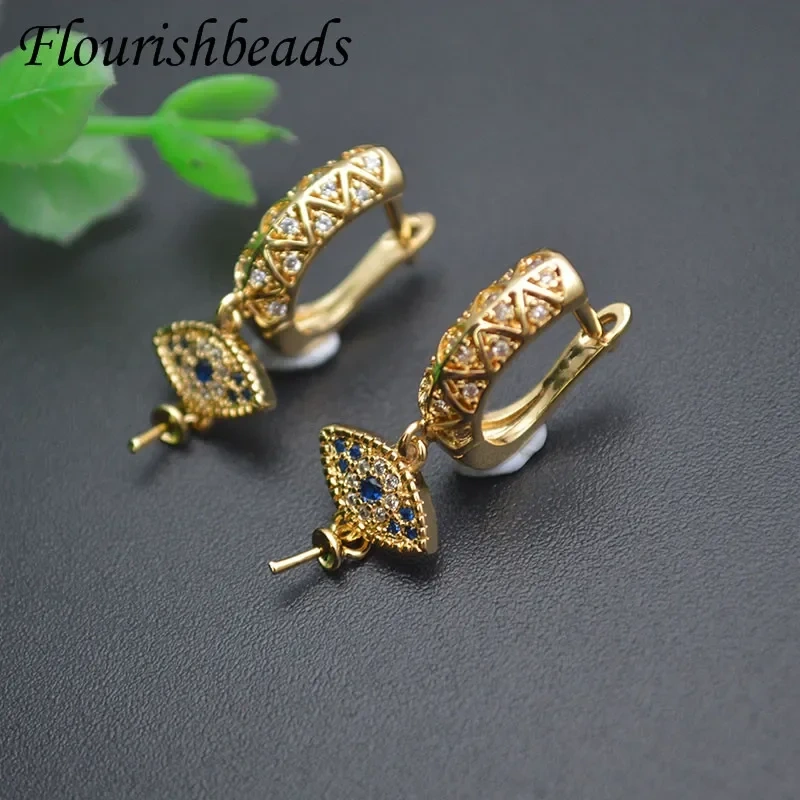 10pcs/lot Real Gold Plated Pin Round Earring Hooks Clasp for Jewelry Making Accessories Supplies
