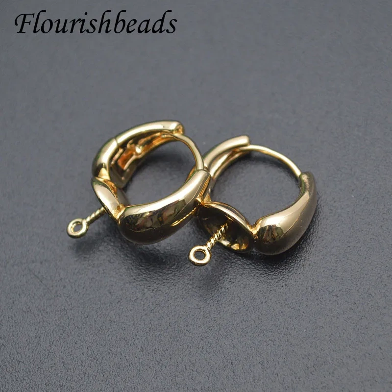 High Quality Smooth with Hole Gold Color Earring Hooks Clasp DIY Ladies Handmade Ear Jewelry Making 30pcs