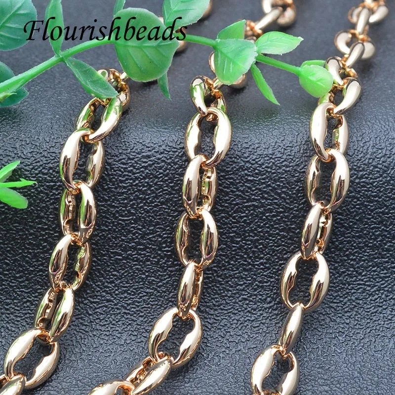 Top Quality 11x15mm Matel Copper Women Men Gold Color Coffee Beads Chain DIY Necklace Bracelet  5 / 10 Meter/lot