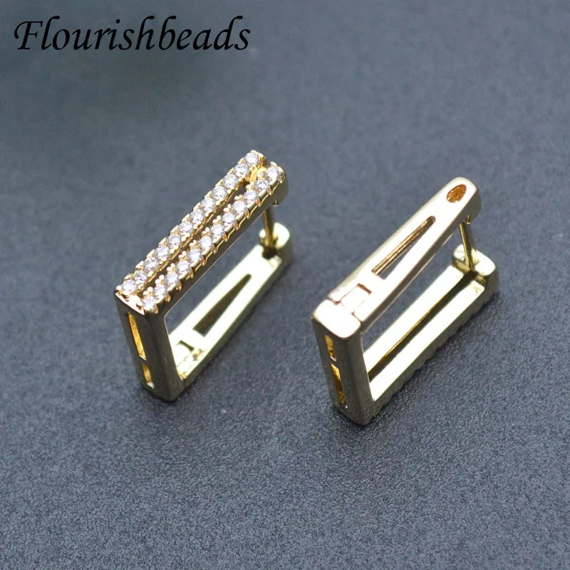 15x16mm Geometric Gold Color Earring Hooks CZ Beads Paved Leverback Earwire for DIY Woman Handmade Jewelry Making 20pcs/lot