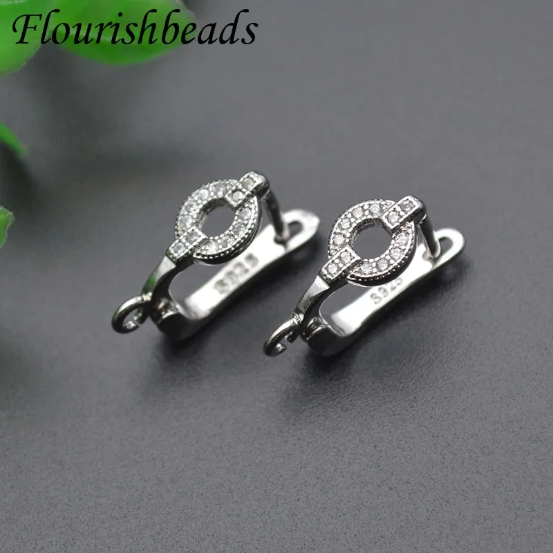 30pcs High Quality Metal Anti Rust  Real Gold  Rhodium Plating CZ Beads Paved Earring Hooks for DIY Jewelry Making