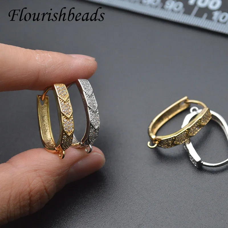 Big Size Nickel Free CZ Beads Paved Cylinder Shape Earring Hooks Clasp DIY Fashion Jewelry Making 20pcs/lot
