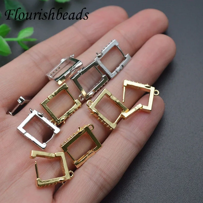 12x13mm Anti Fading Nickel Free Gold Color Square Earring Hooks Stud Fit Half Hole Beads Jewelry Making 30pcs/lot