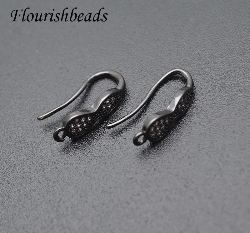 Various Color Nickle Free Anti Rust Zircon Beads Paved Gourd Shape Earring Hooks for DIY Jewelry Making Supplier 20pcs/lot