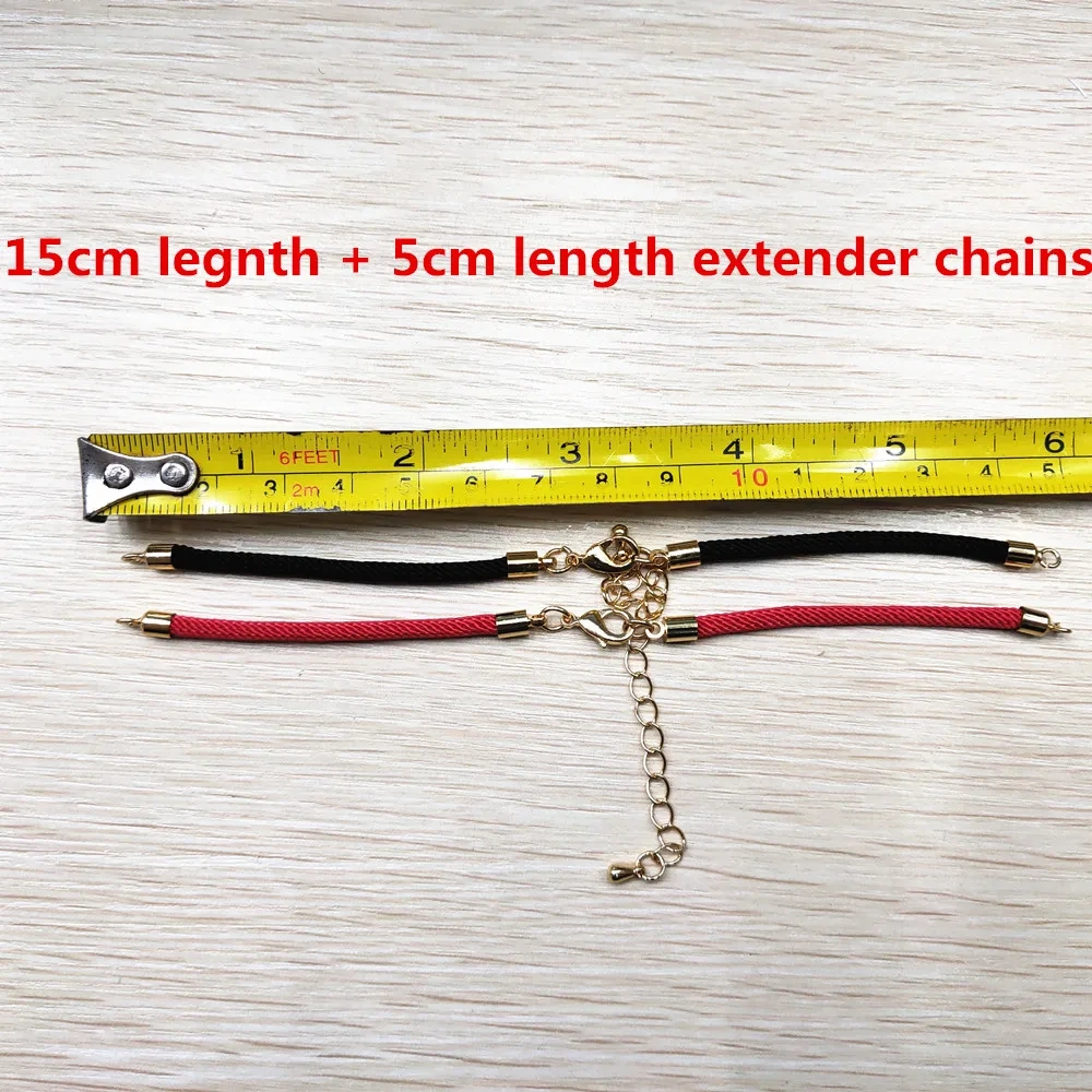 Red / Black Color 2.5mm Thickness Braided Thread Cord Lobster Clasps Extender Chains fit Charm Bracelet Jewelry Making 20pc/Lot