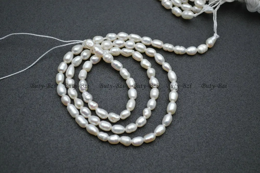 Natural White Fresh Water Pearl 3x5mm~4x6mm Rice Loose Beads DIY Jewelry Making Supplies