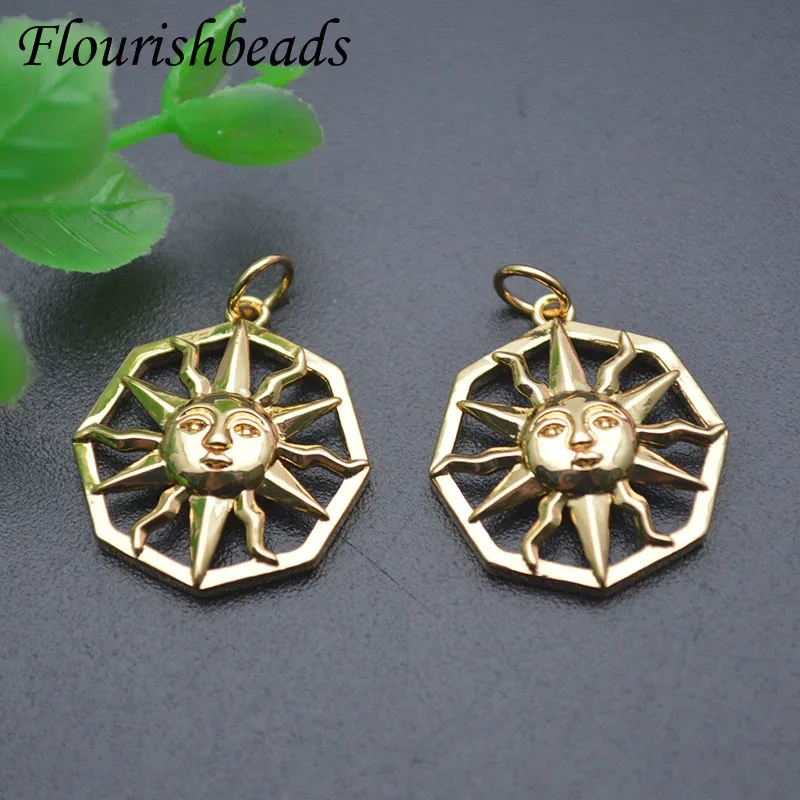 Jewelry Findings 18x20mm Nickel Free Real Gold Plated Sun Shape Charms 1 Hole Necklace Pendant for DIY Earrings