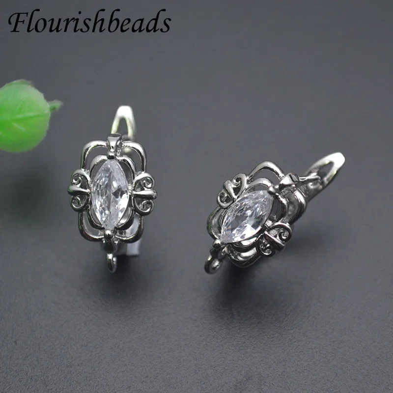 New Style Zirconia Flower Vintage Gold Earring Hooks Shvenzy Ear Wire for DIY Earrings Jewelry Making 30pcs/lot
