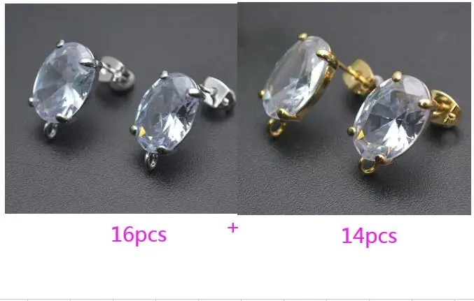30pcs/lot High Quality Faceted Cubic Zirconia Crystal  Earring Stud for Women Party Wedding Earrings Gift Fashion Jewelry
