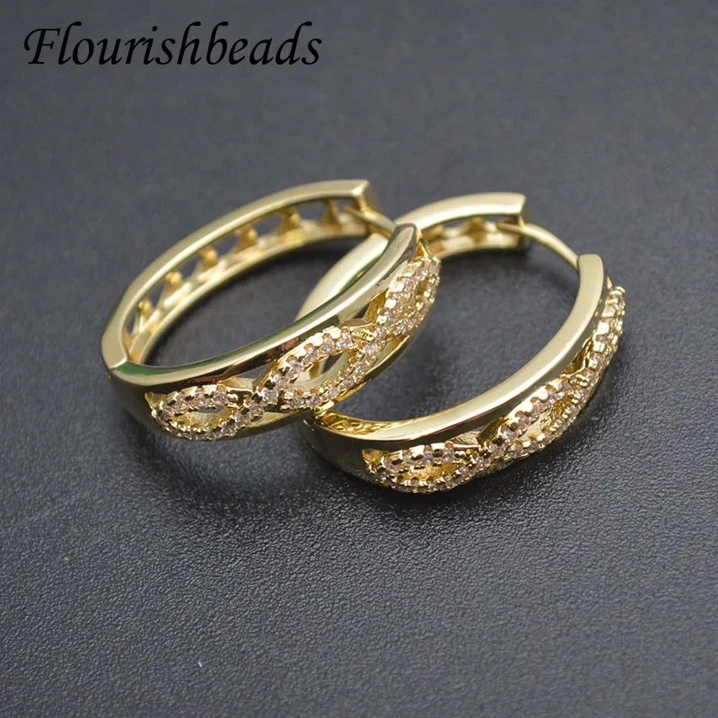 17x23mm High Quality CZ Beads Paved Earring Hooks Clasp Ear Wire Stud Accessories for DIY Jewelry Making Supplier