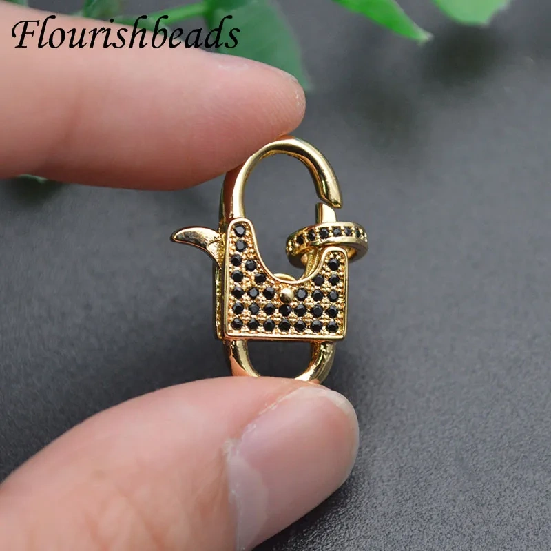 5pcs CZ Beads Paved Spring Clasps Copper Connectors Jewelry Making Supplies for DIY Bracelet Necklaces Hand Made Accessories