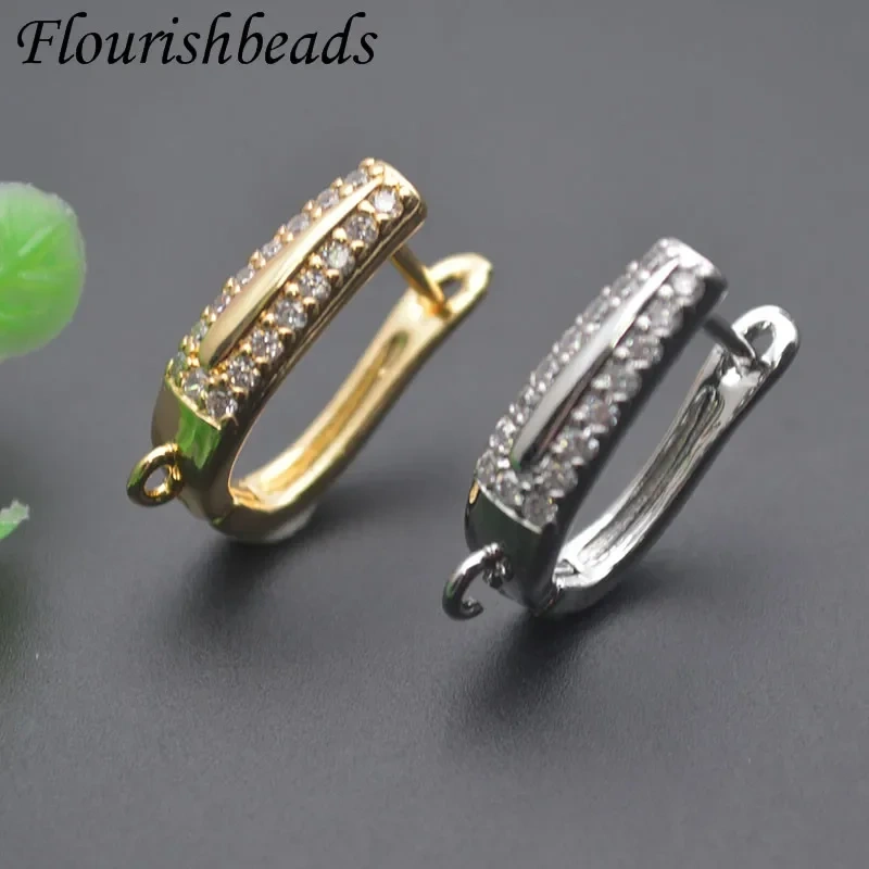 18K Real Gold Plated Paved CZ Beads Earwire Earring Hooks Accessories for  Women DIY Nickel Free Earrings Making 30pcs/lot