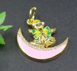 New Arrived Gold Plated Nickel Free Cute Bear Moon Christmas Bracelet Charms  Pendant DIY Earrings Jewelry Making 20pcs/lot