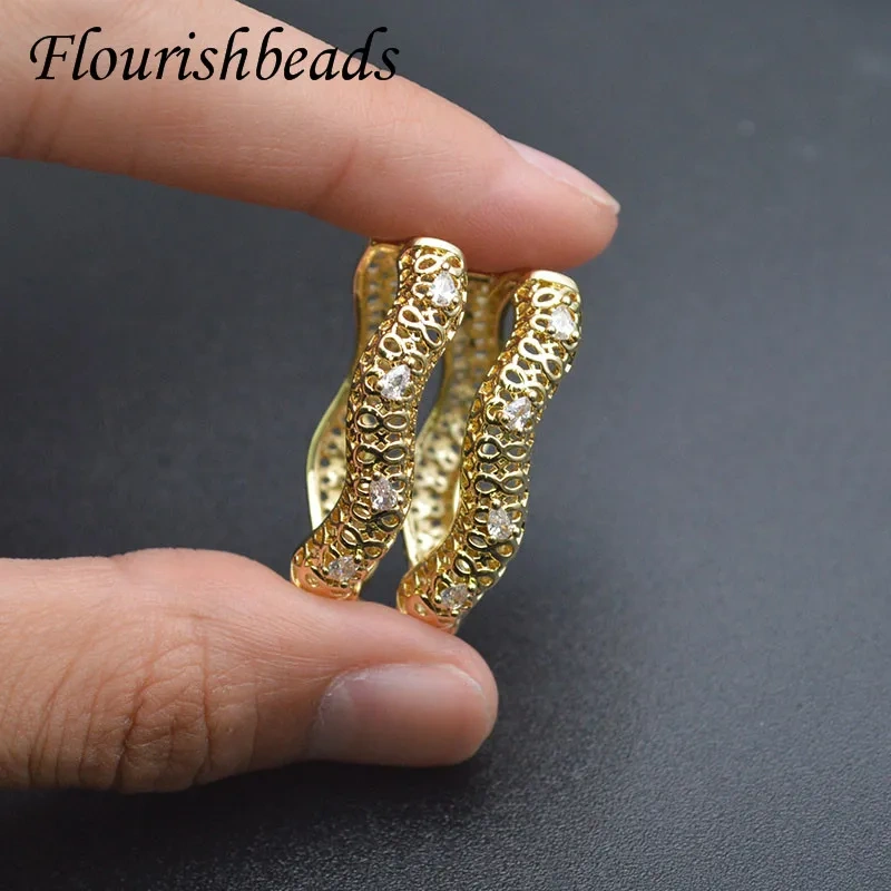 New Style Luxury Big Size Earrings Real Gold Plated Irregular Eareing Hoops Fashion Women Girls Party Jewelry Gift 20pcs/lot