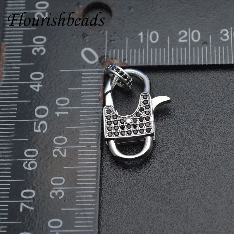 5pcs CZ Beads Paved Spring Clasps Copper Connectors Jewelry Making Supplies for DIY Bracelet Necklaces Hand Made Accessories