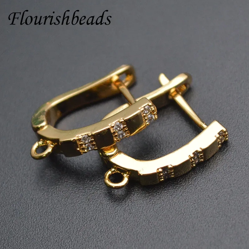 New Arrived CZ Beads Paved Circular Arch Shape Earring Hooks for DIY Jewelry Making Accessories Supplier 30pcs/lot
