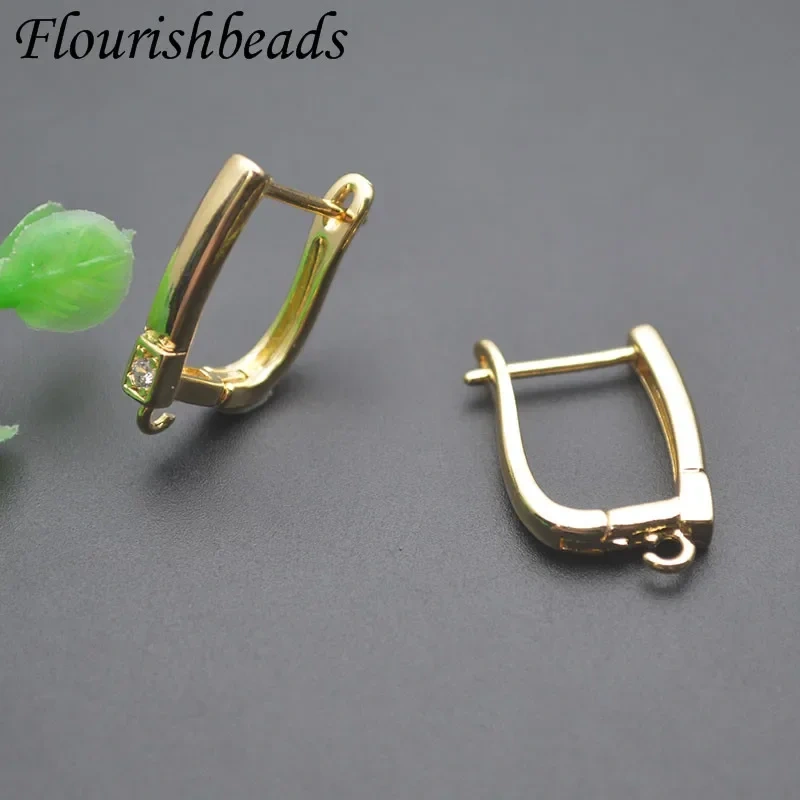 Nickel Free Real Gold Plated 18k Earring Hooks Earwire Women DIY Earrings Jewelry Making Accessories 30pcs/lot