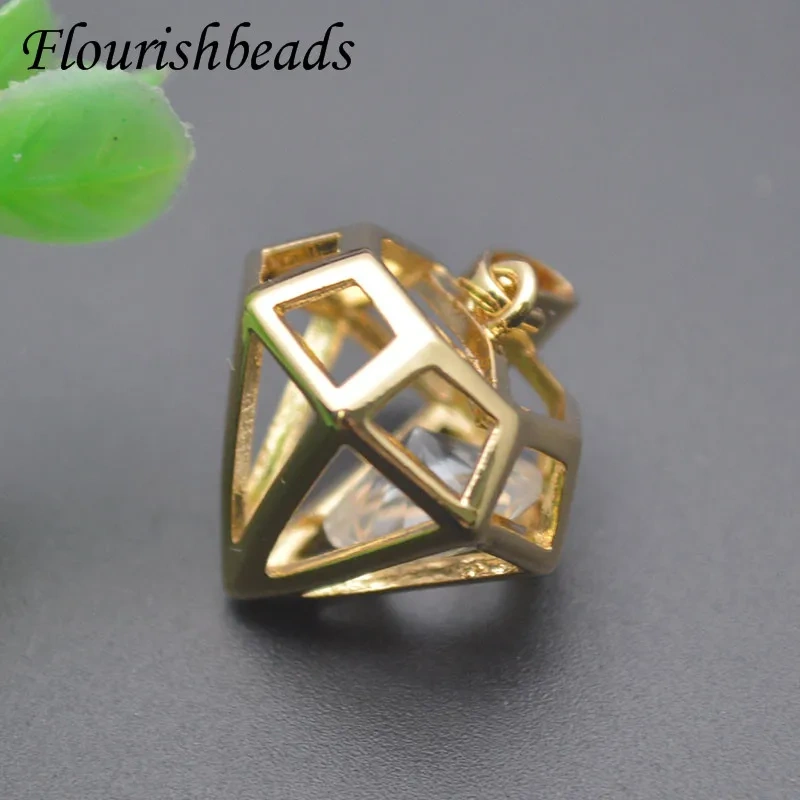 Jewelry Findings Metal Copper Gold Plated  Geometric Diamond Shaped Charms Pendant For DIY Earrings Necklace Accessories